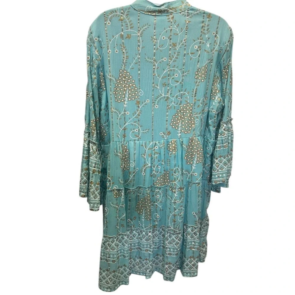 NWT.  S/M.   NWT.  Bohemian Turquoise Blouse.  TURQ.01   13197 - Picture 2 of 2